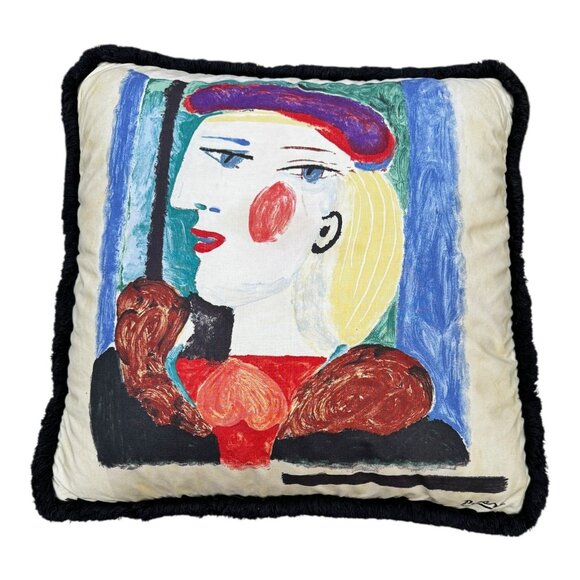 Pablo Picasso Femme Sur Beret Mauve Marie Therese Walter Decorative Pillow 21" - Picture 1 of 6